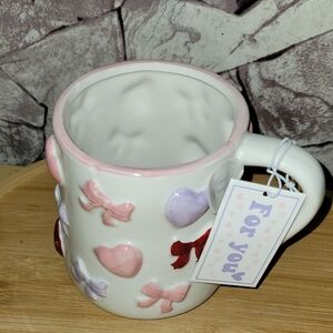 Heart and Bow Ceramic Mug